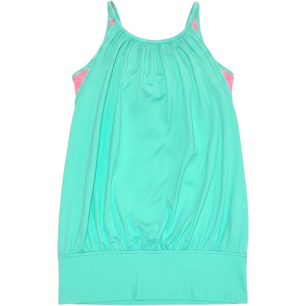 Lululemon No Limits Tank Top Womens 4 Green Pink Mesh Built-in Bra Racerback Gym